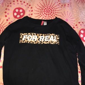 “For Real” Black crew neck
